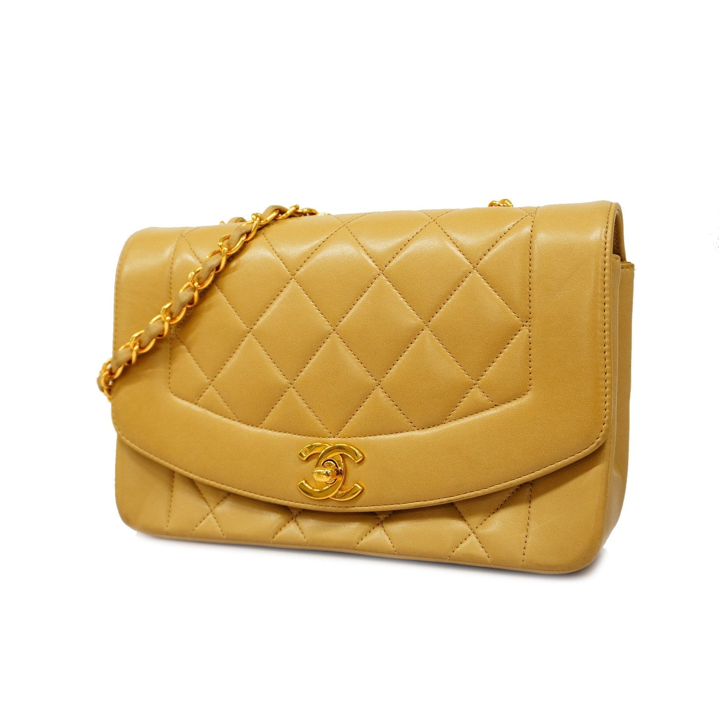 CHANEL Matelasse Diana Flap Single Chain Lambskin Women's Shoulder Bag