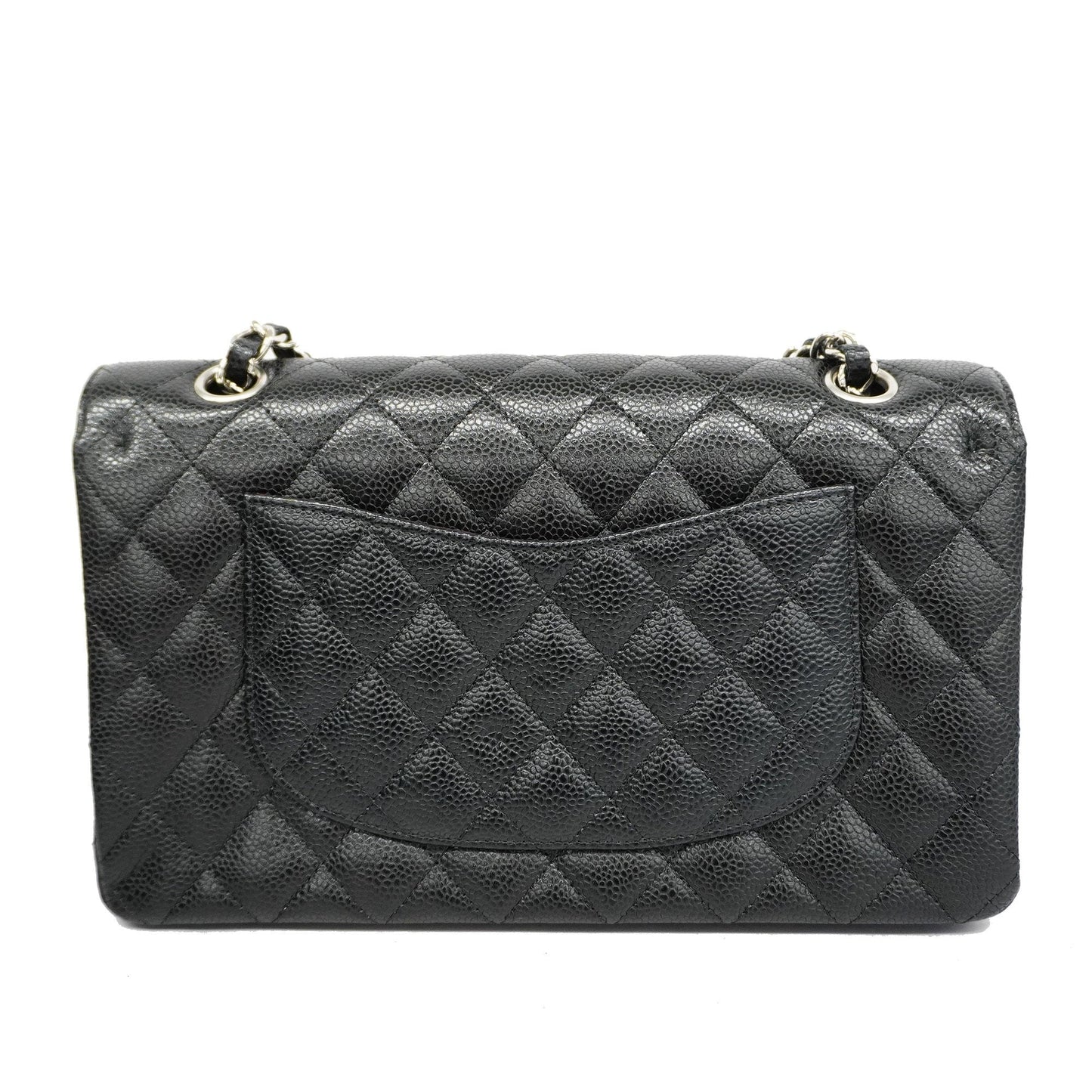 CHANEL Matelasse W Flap W Chain Women's Caviar Leather Shoulder Bag Black