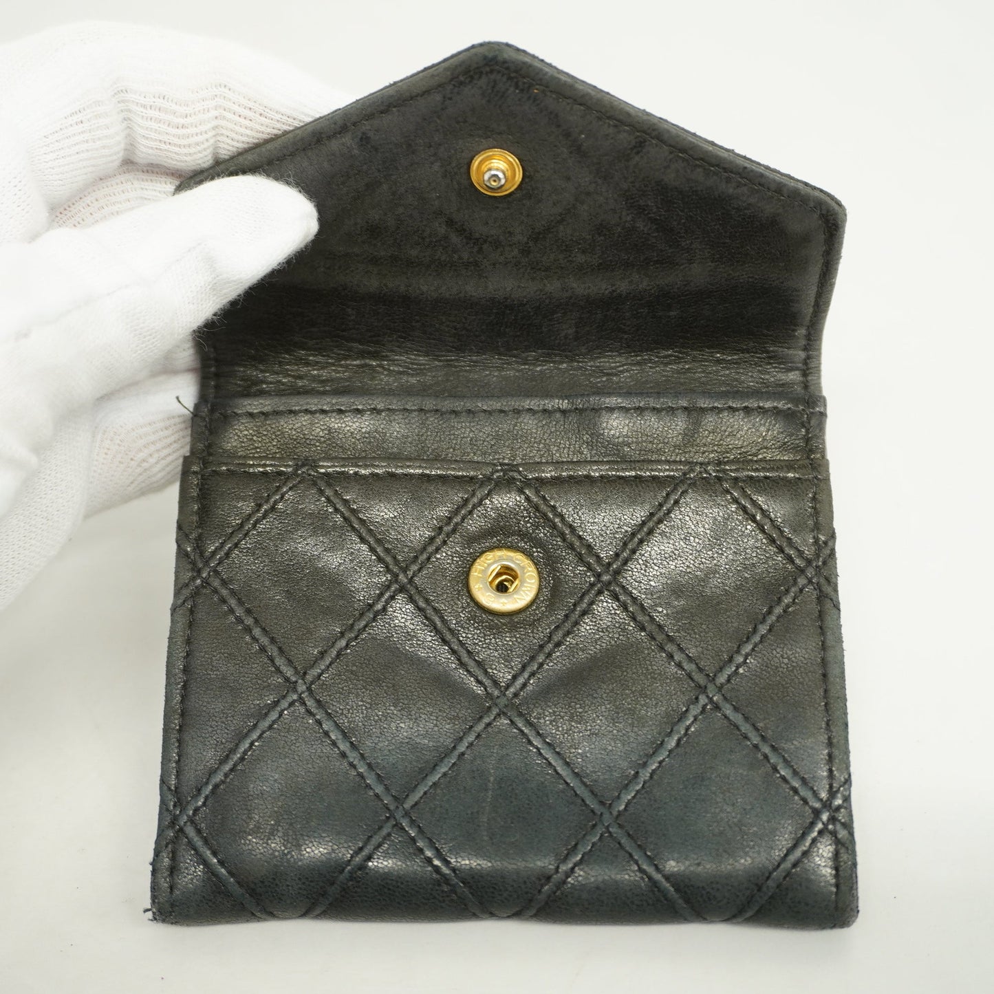 CHANEL Bicolor Gold Metal Fittings Lambskin Coin Purse/coin Case Black