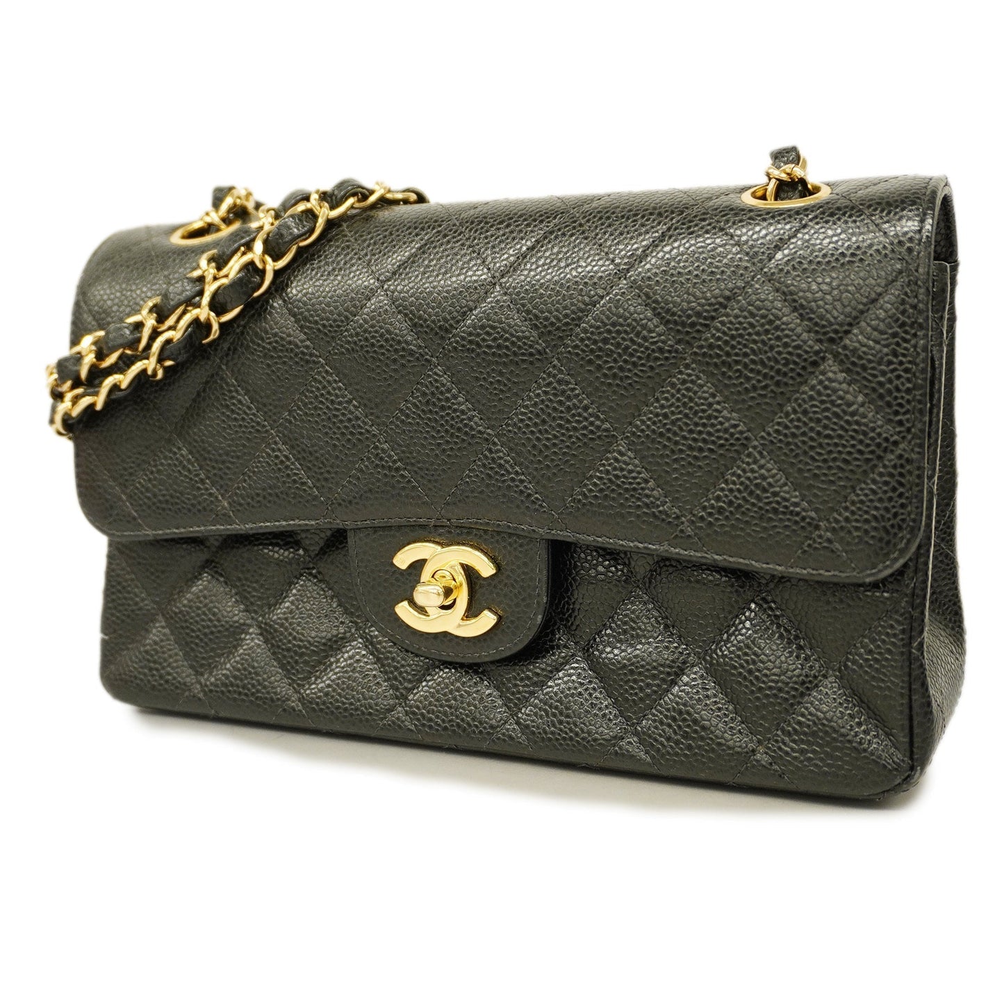 CHANEL Big Matelasse W Flap W Chain Women's Caviar Leather Shoulder Bag