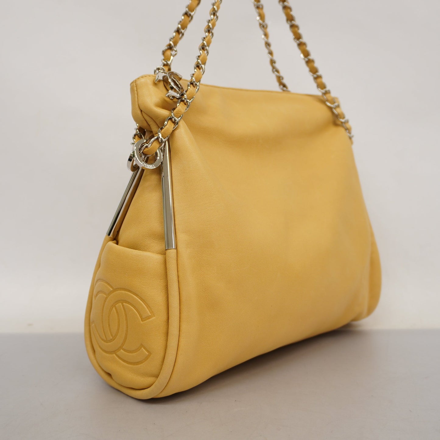 CHANEL Matelasse Chain Shoulder Lambskin Women's Leather Shoulder Bag Beige