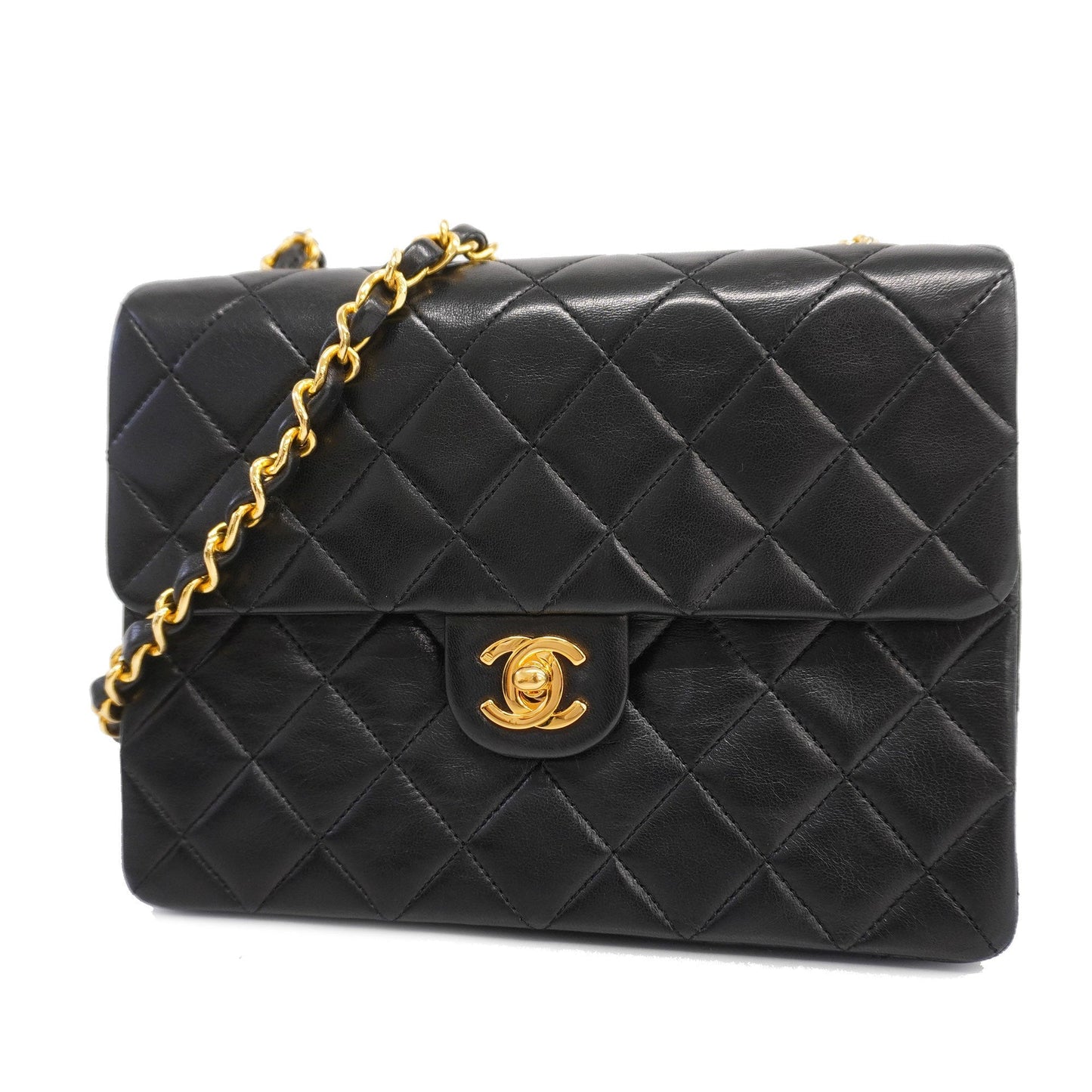 CHANEL Matelasse Chain Shoulder Lambskin Women's Leather Shoulder Bag Black