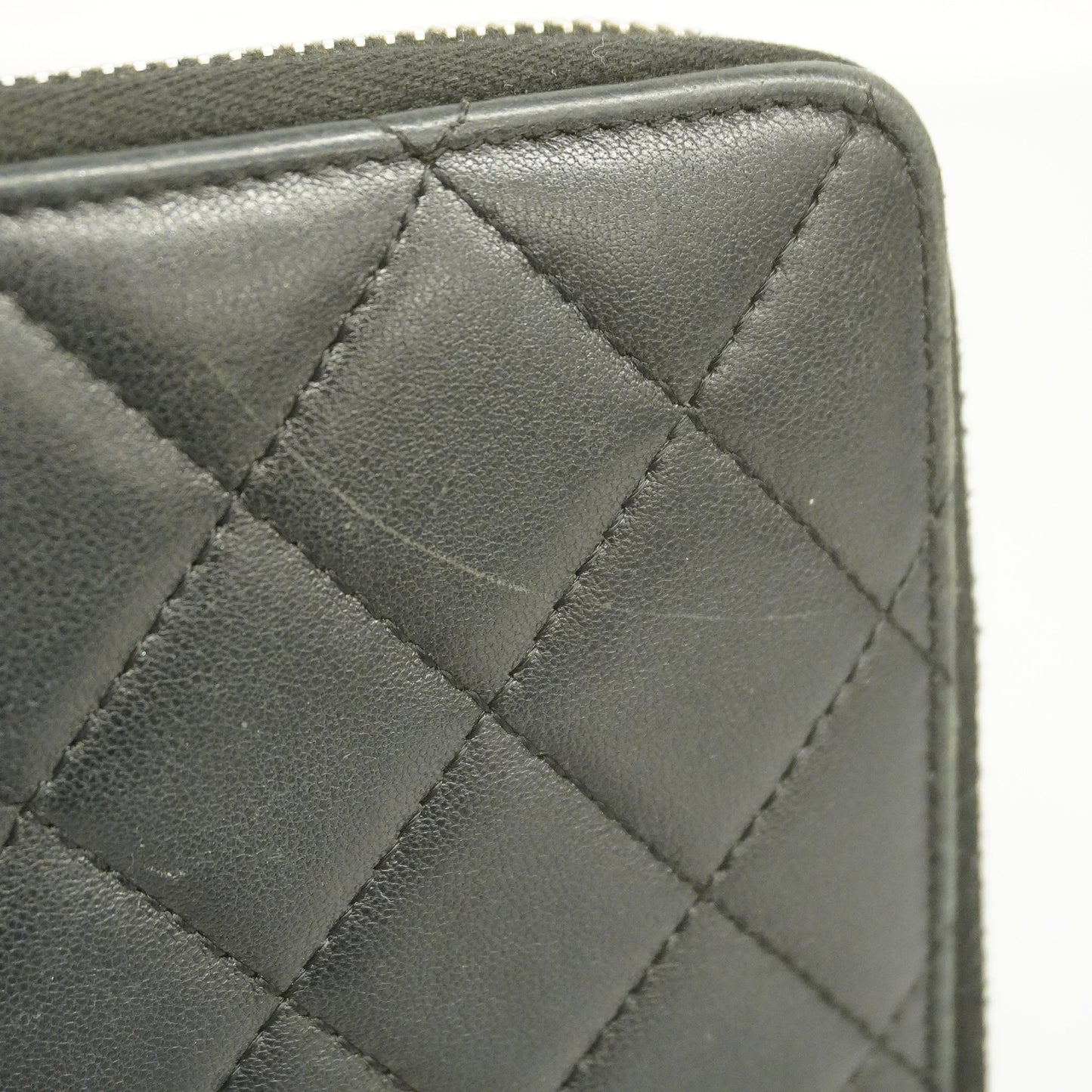 CHANEL Matelasse Silver Metal Fittings Women's Lambskin Long Wallet