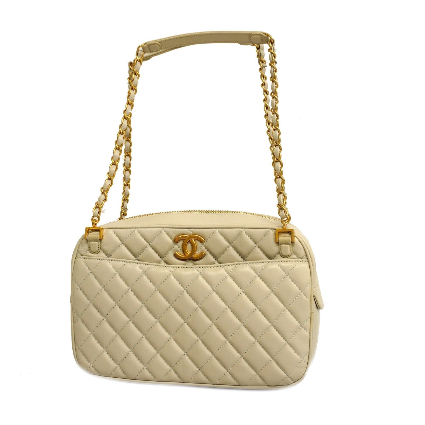 CHANEL Matelasse Chain Shoulder Women's Leather Shoulder Bag Gray