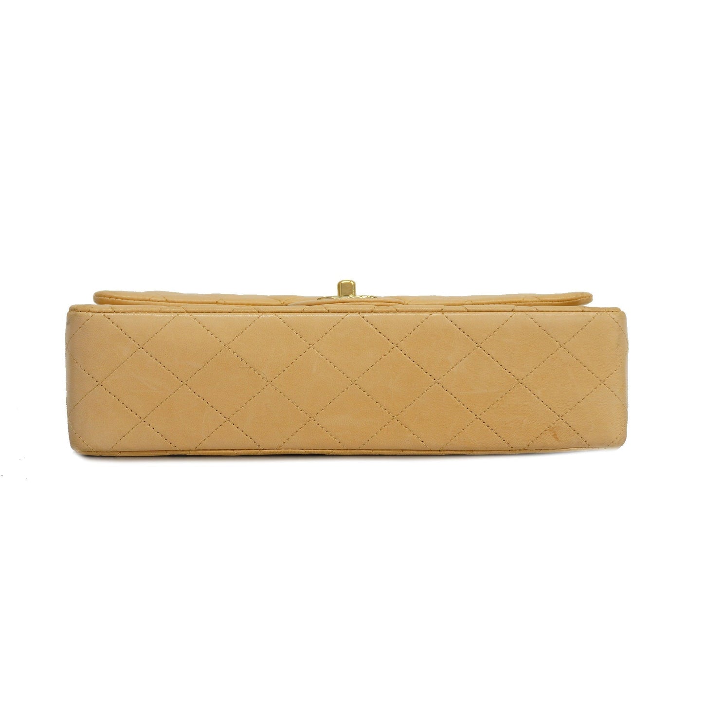 CHANEL Matelasse W Flap W Chain Lambskin Women's Leather Shoulder Bag Beige