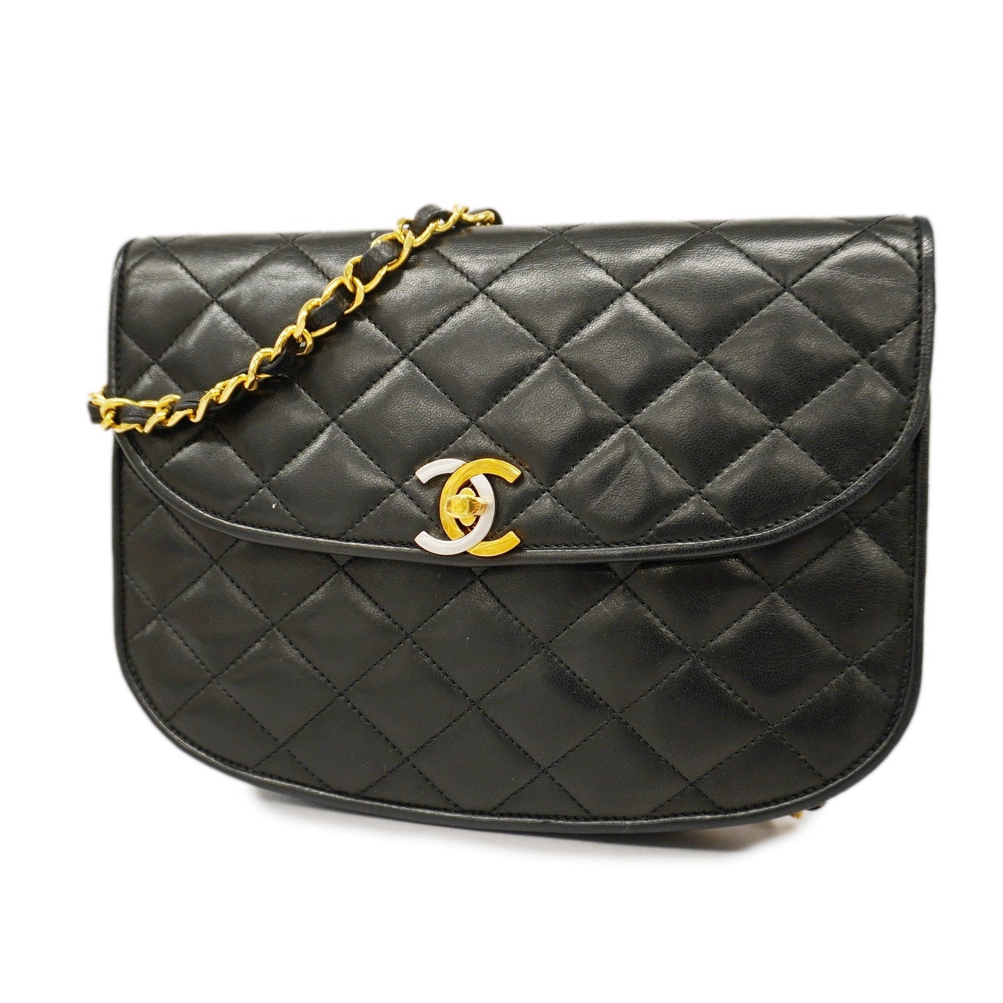 CHANEL Matelasse Chain Shoulder Lambskin Women's Leather Shoulder Bag Black