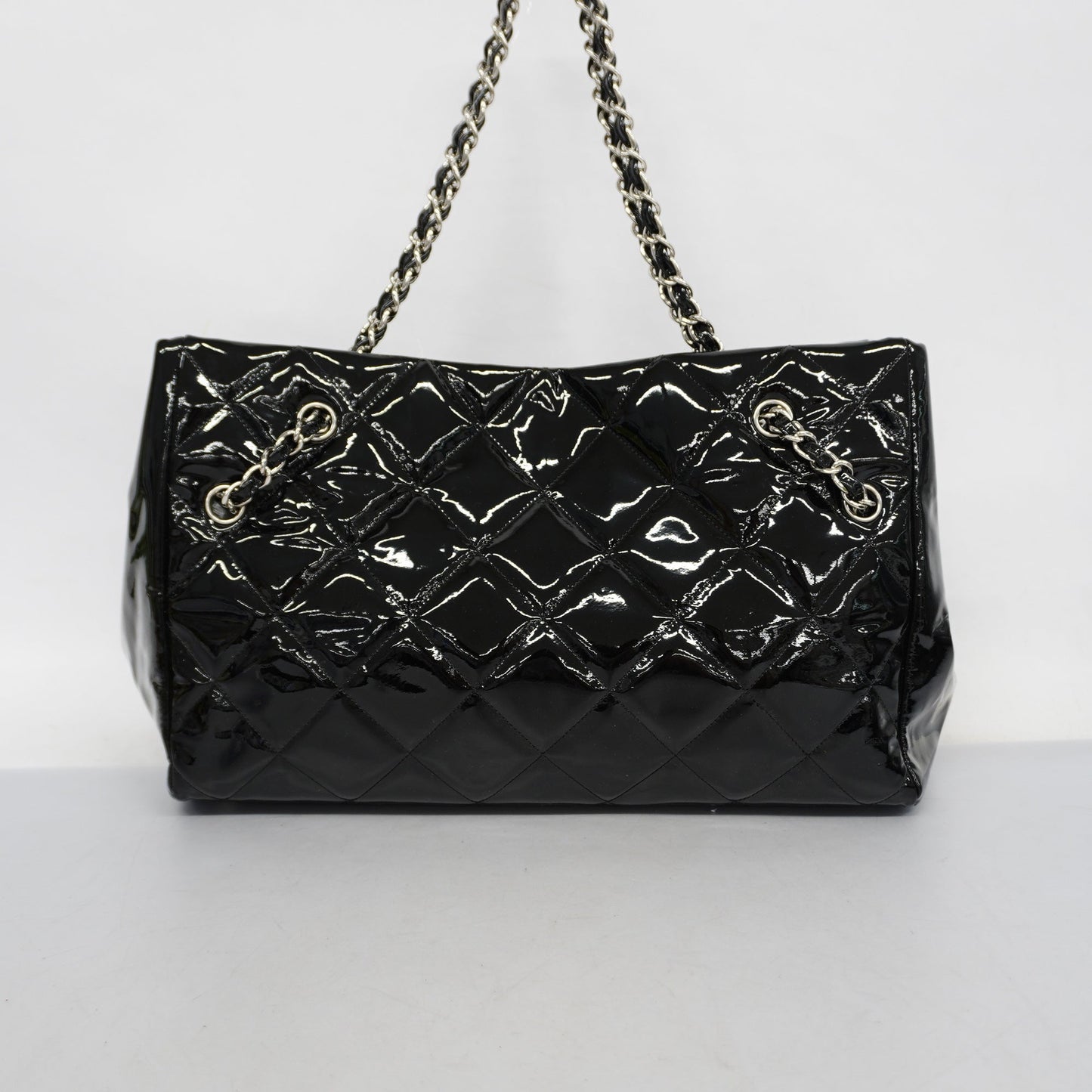 CHANEL Matelasse Chain Shoulder Bag Women's Patent Leather Black