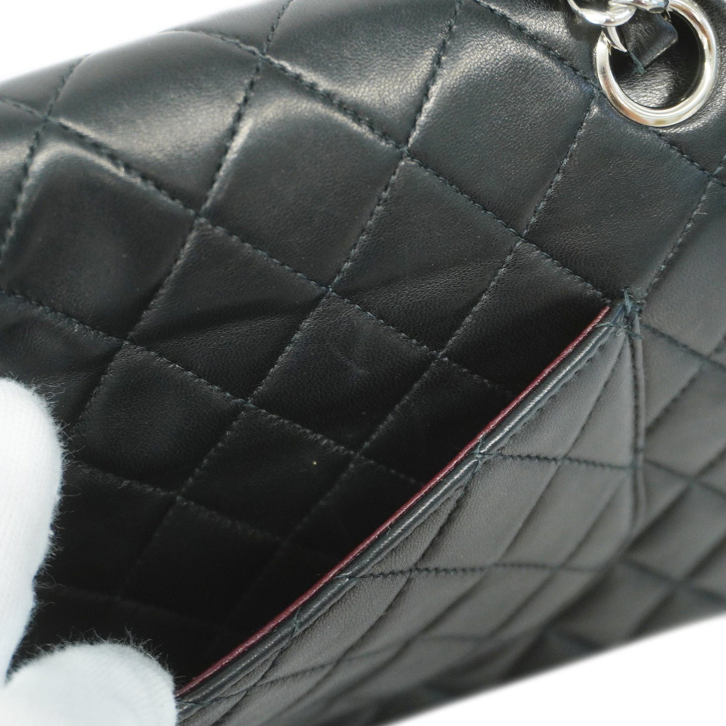 CHANEL Matelasse W Flap W Chain Lambskin Women's Leather Shoulder Bag Black
