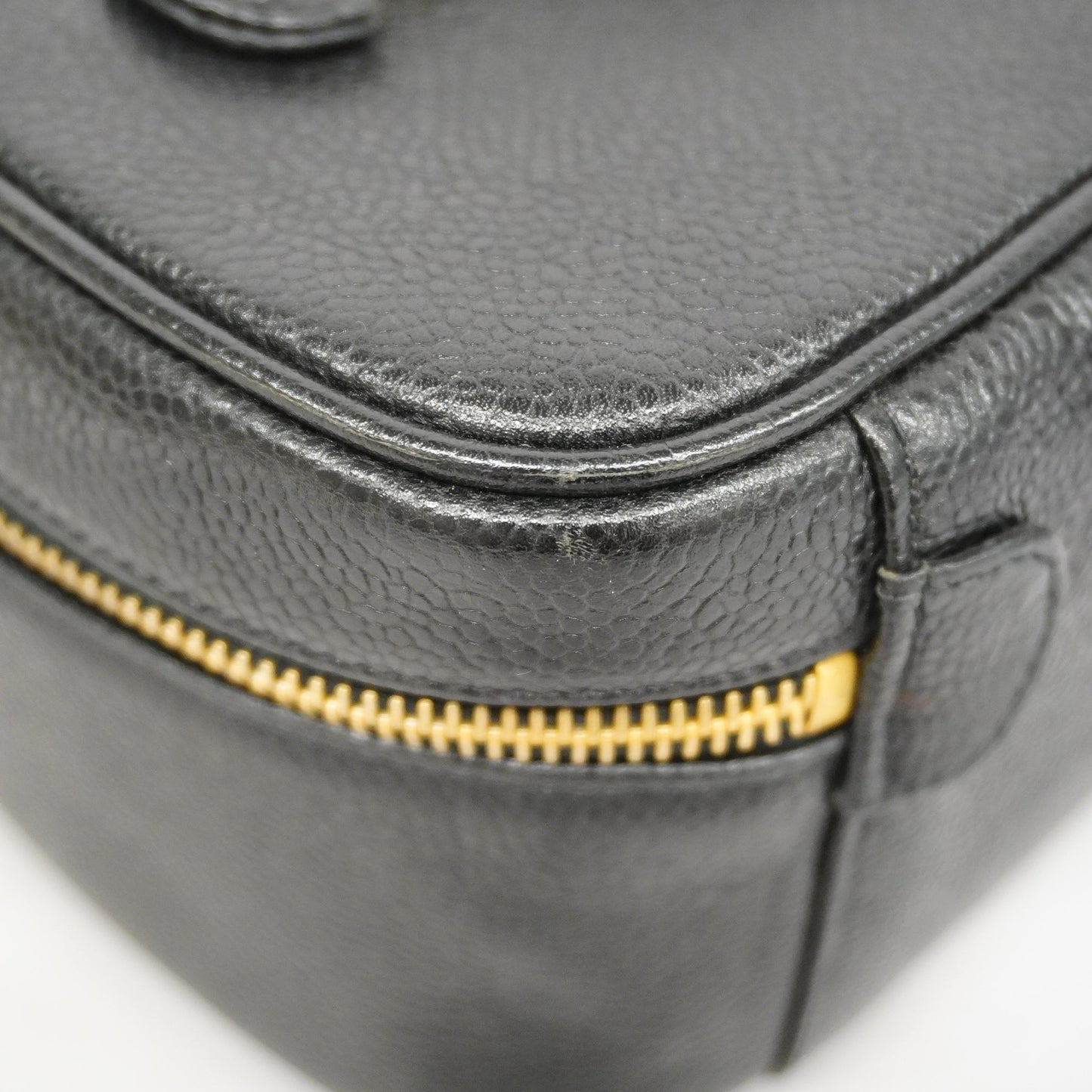 CHANEL Vanity Bag Women's Caviar Leather Vanity Bag Black