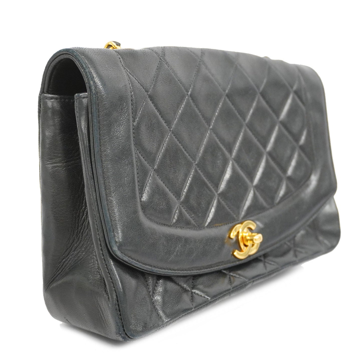 CHANEL Matelasse Diana Flap Chain Shoulder Leather Shoulder Bag Black