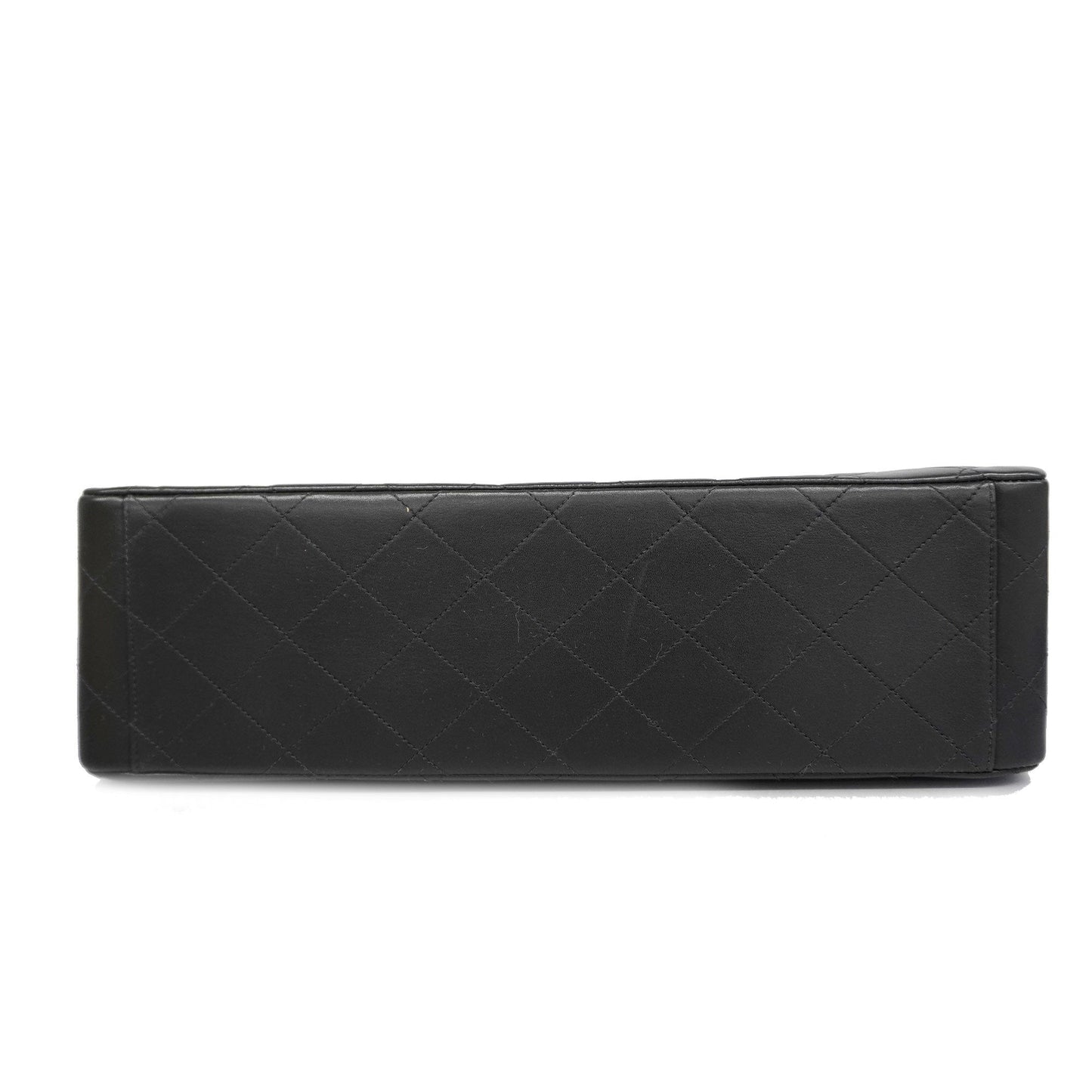 CHANEL Big Matelasse W Chain Women's Leather Shoulder Bag Black