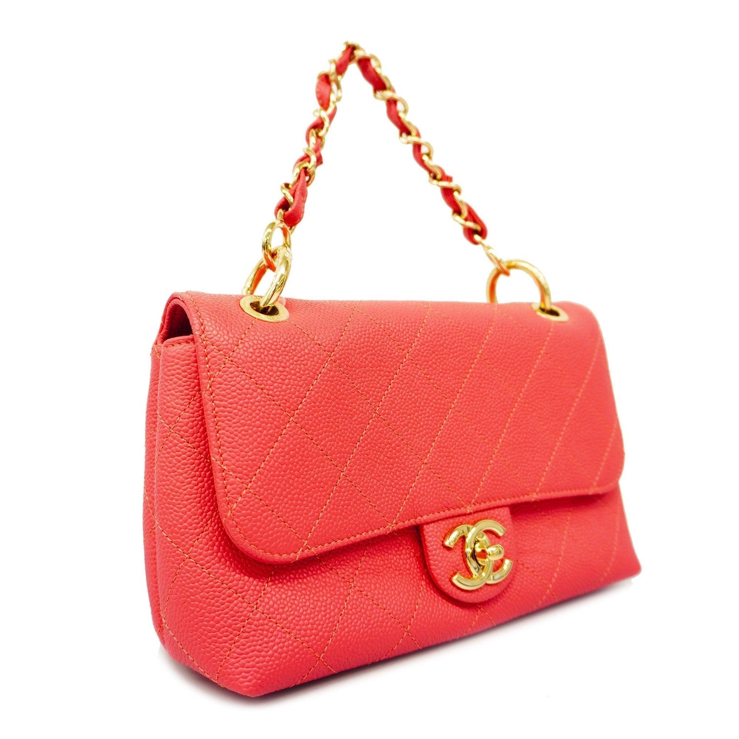 CHANEL Matelasse 2way Bag Women's Caviar Leather Handbag,Shoulder Bag Pink