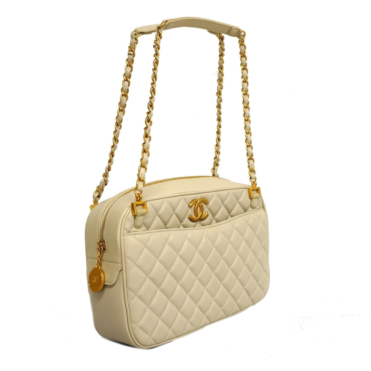 CHANEL Matelasse Chain Shoulder Women's Leather Shoulder Bag Gray
