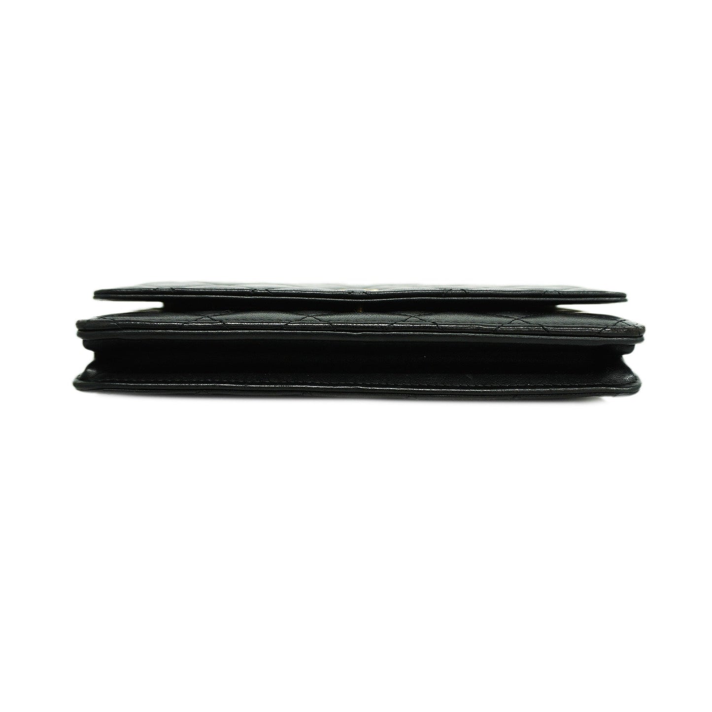 CHANEL Matelasse Chain Shoulder Gold Hardware Lambskin Wallet Black