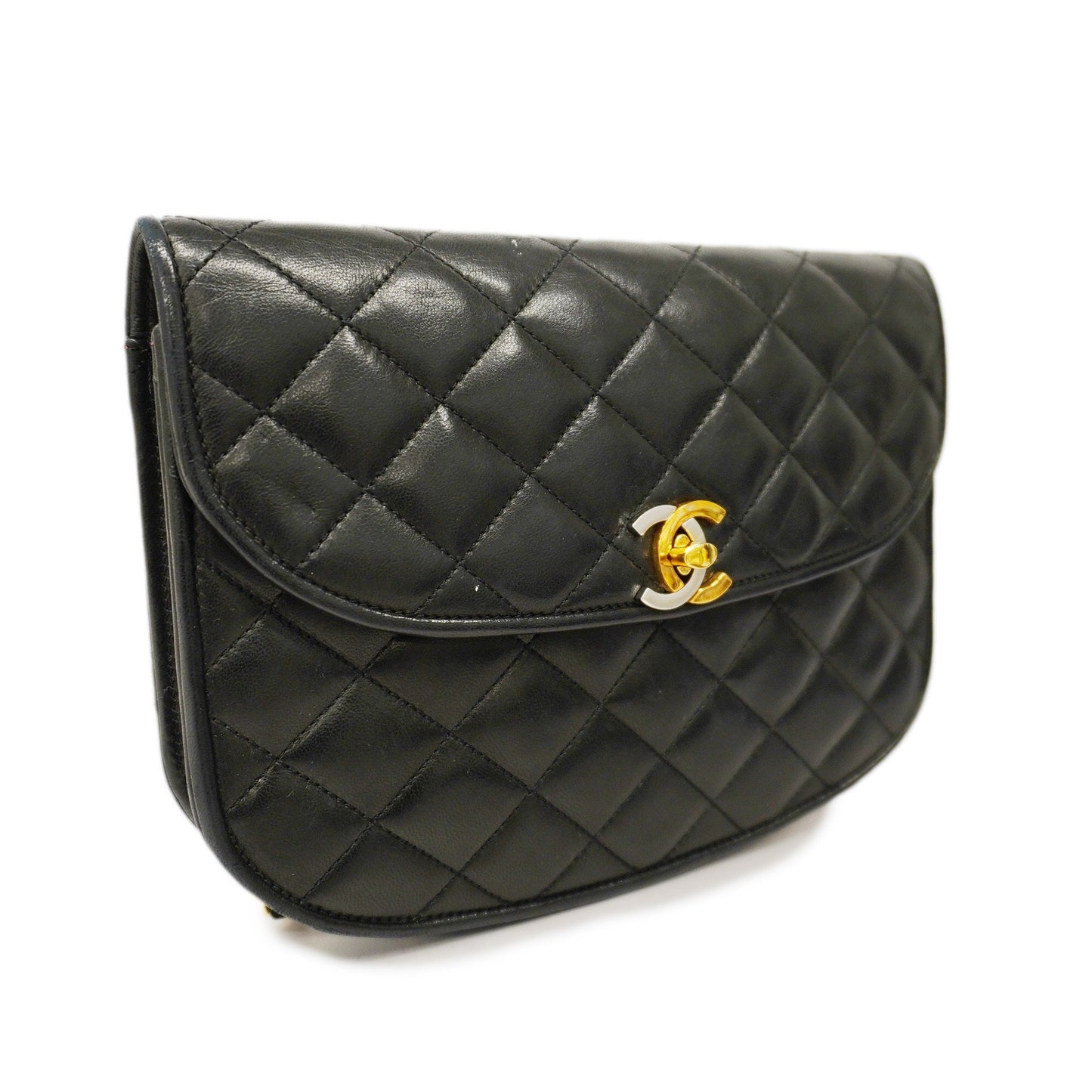CHANEL Matelasse Chain Shoulder Lambskin Women's Leather Shoulder Bag Black