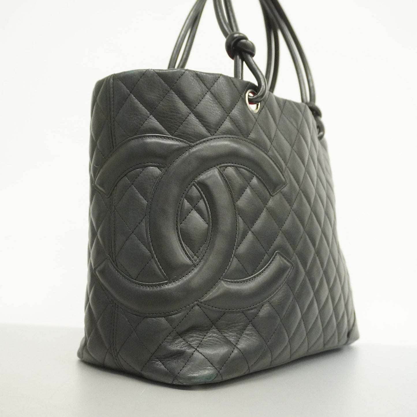 CHANEL Ligne Cambon Tote Bag Women's Leather Tote Bag Black
