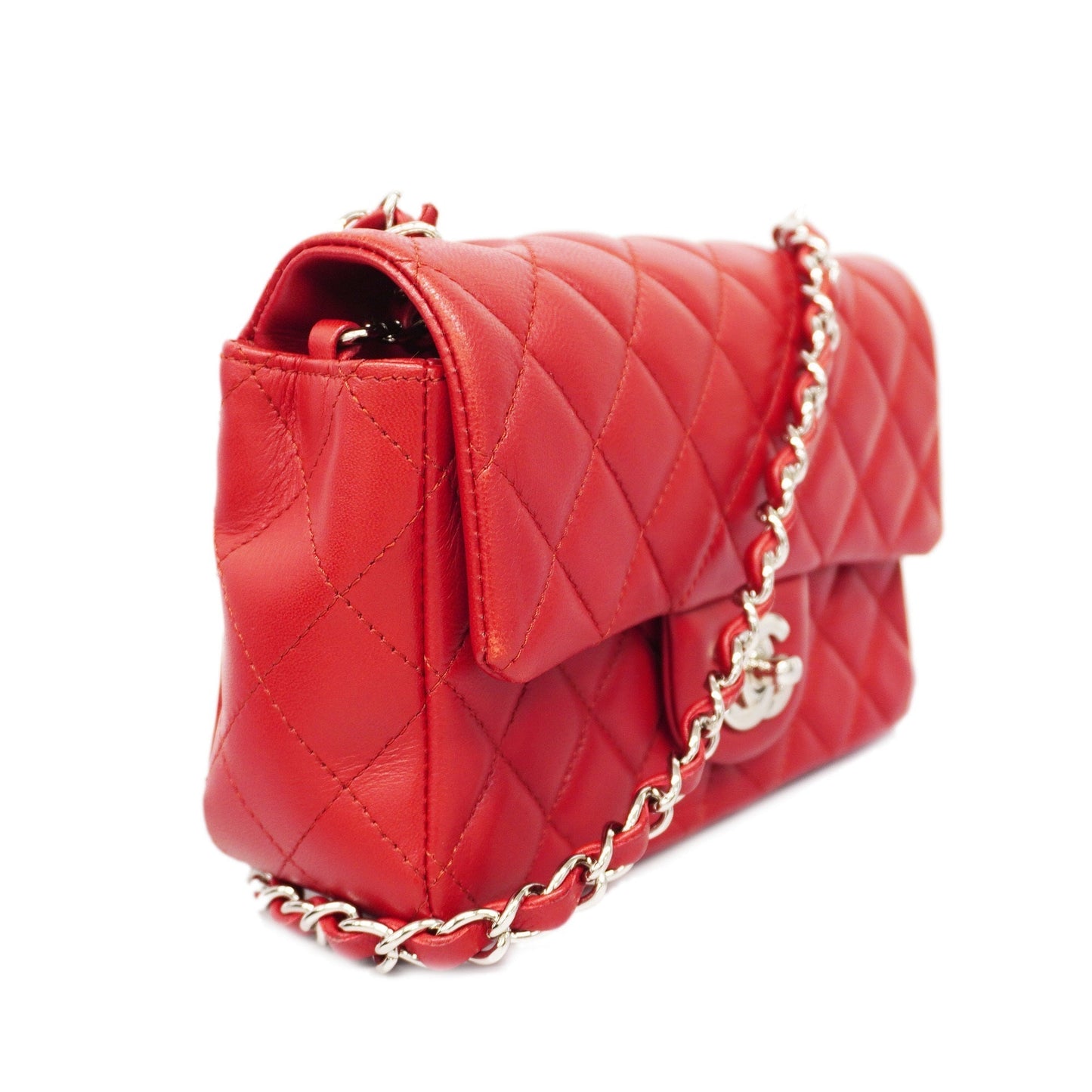 CHANEL Matelasse W Flap W Chain Shoulder Bag Lambskin Women's Leather Red