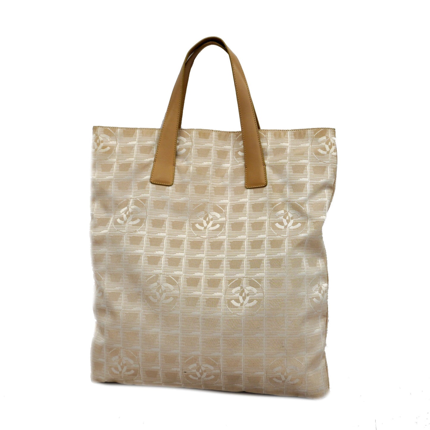 CHANEL New Travel Line Women's Leather,Nylon Tote Bag Beige