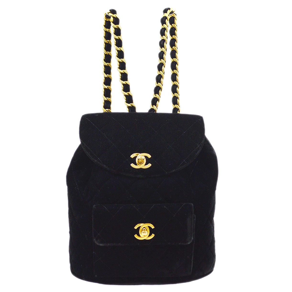 CHANEL * 1990s Black Velvet DUMA Backpack Medium
