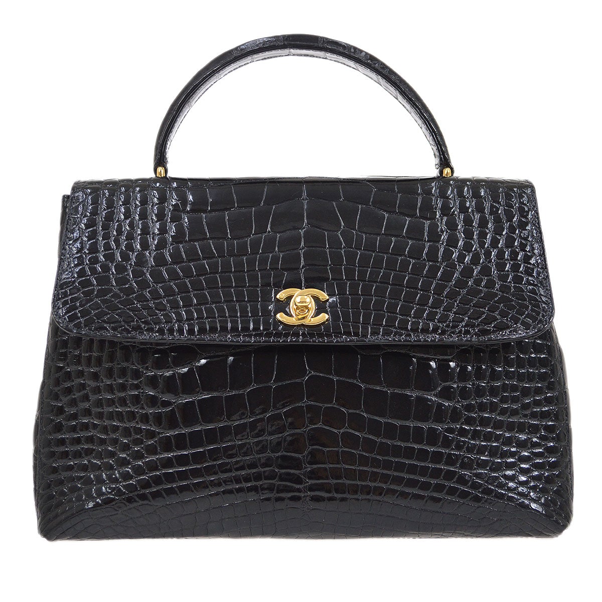CHANEL Black Crocodile Kelly 30