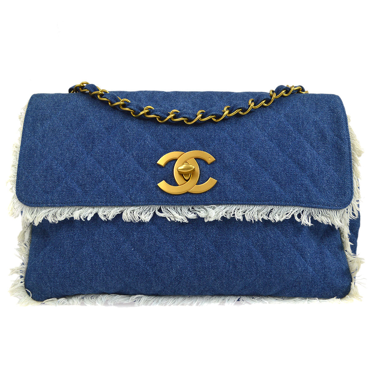 CHANEL * 1991-1994 Straight Flap Maxi Denim