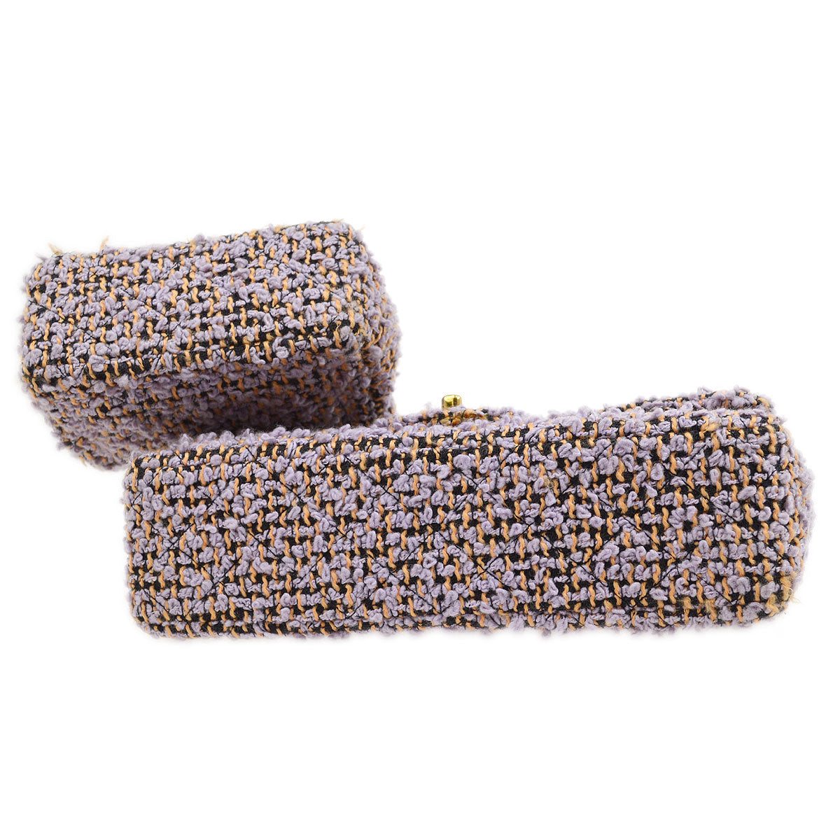 CHANEL * 1994 Classic Flap Handbag Set Purple Tweed 85616