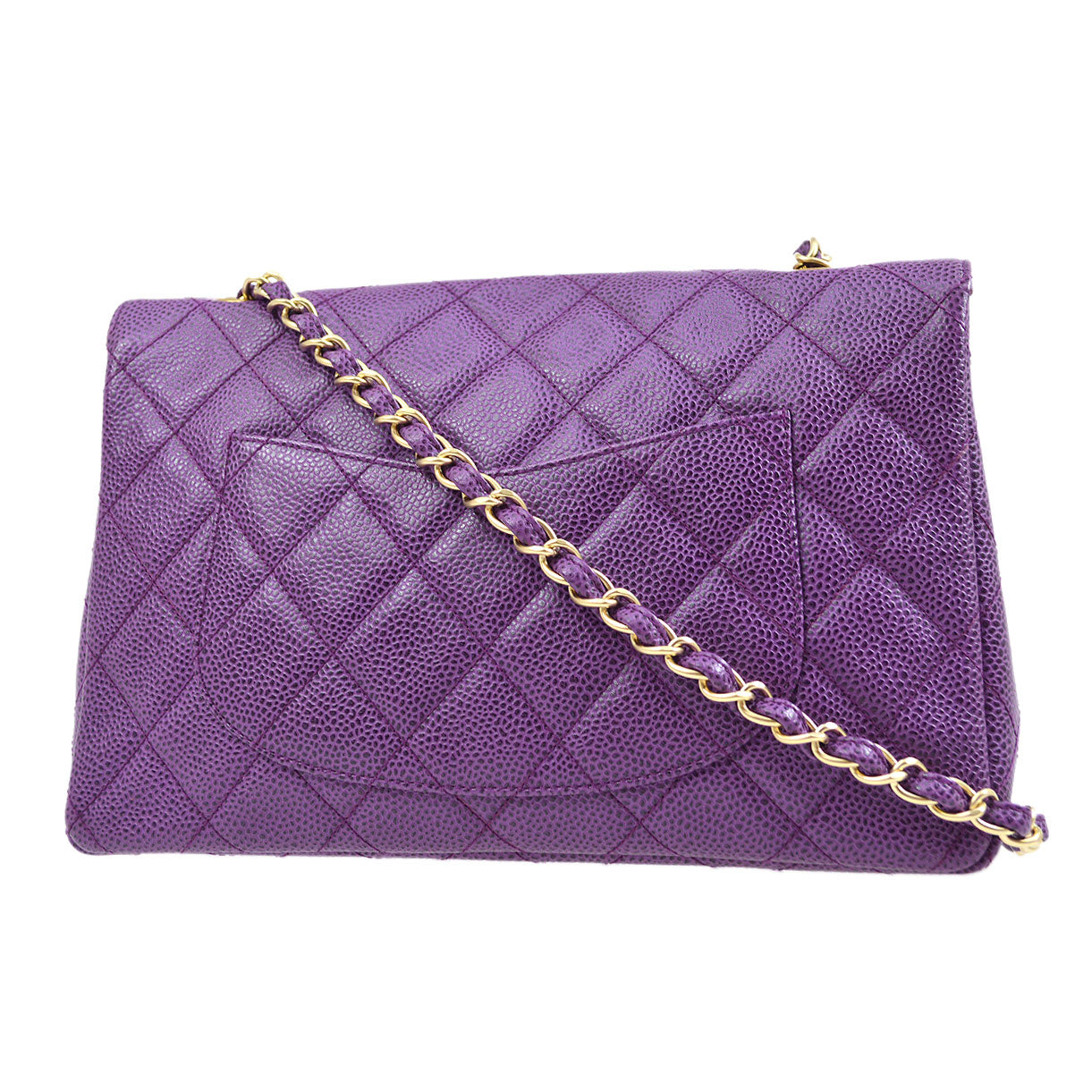 CHANEL * 2000-2001 Classic Single Flap Medium Purple Caviar