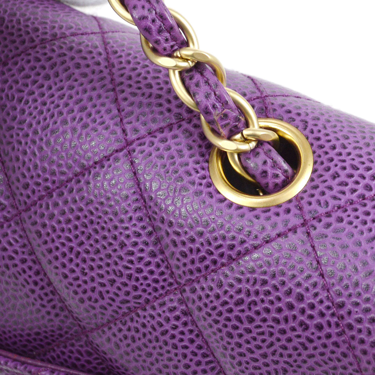 CHANEL * 2000-2001 Classic Single Flap Medium Purple Caviar