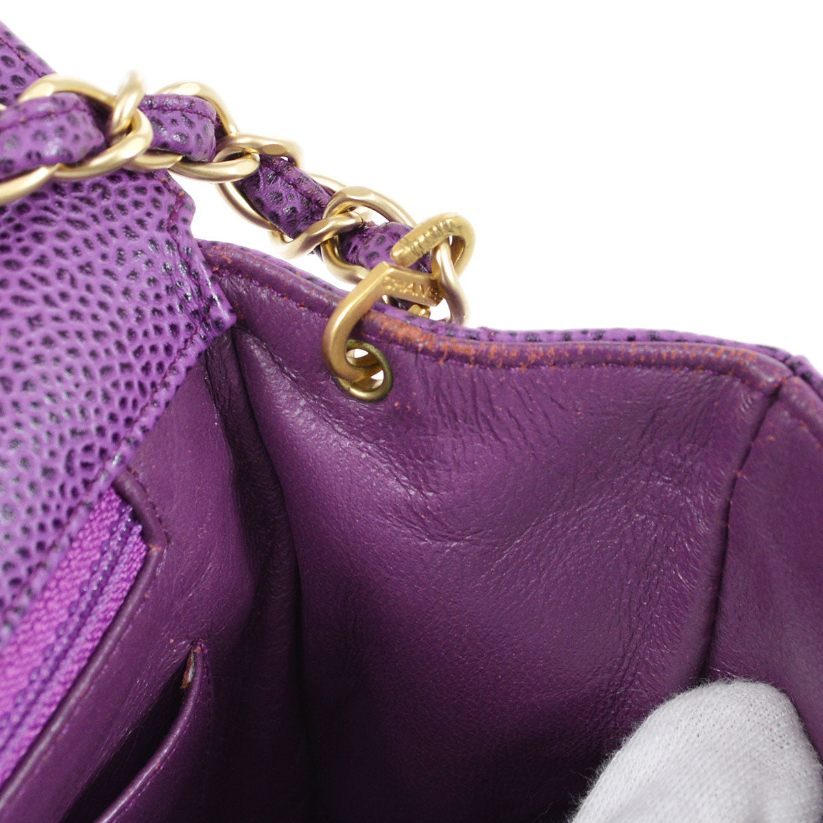 CHANEL * 2000-2001 Classic Single Flap Medium Purple Caviar