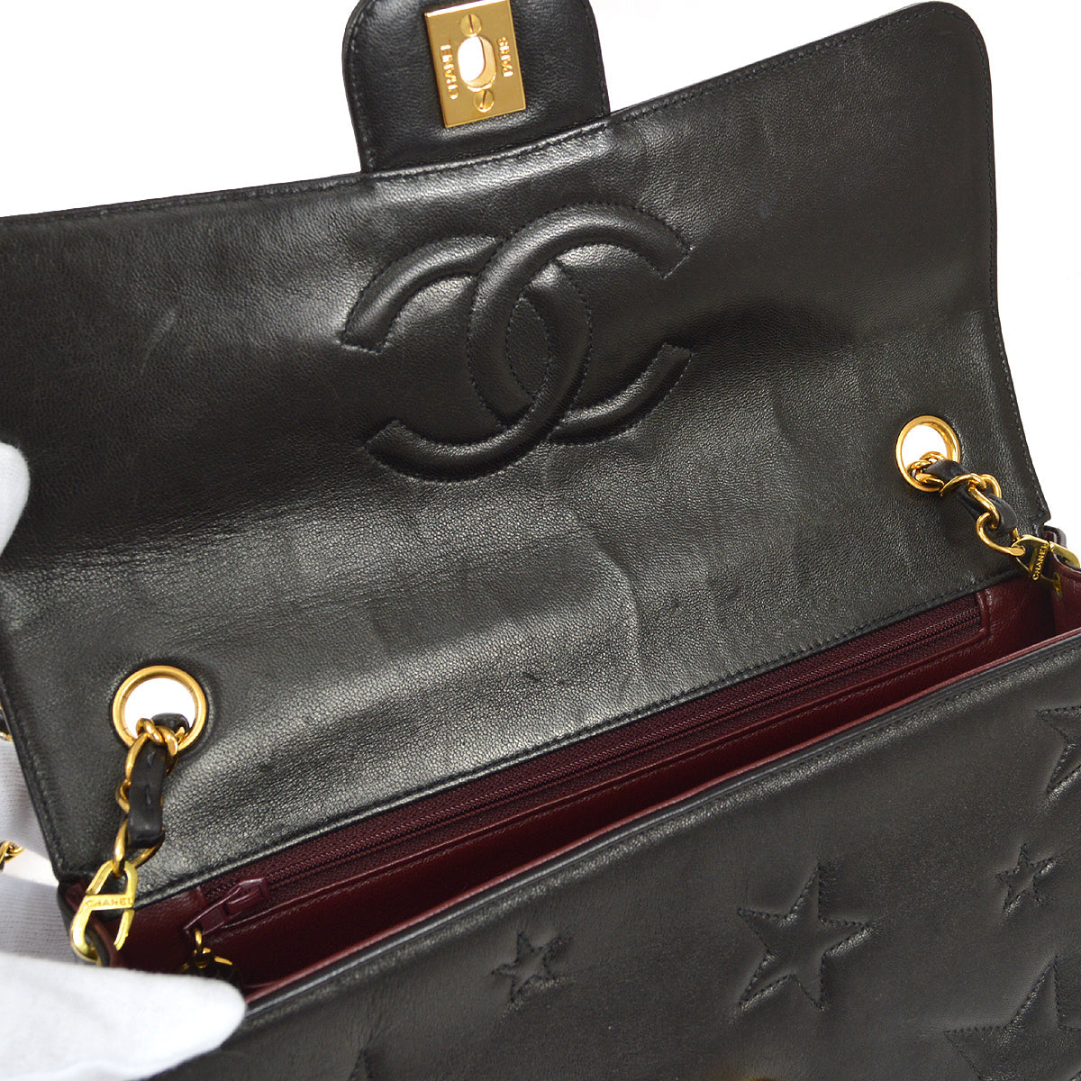 CHANEL * 1994-1996 Star Stitch Classic Single Flap Medium