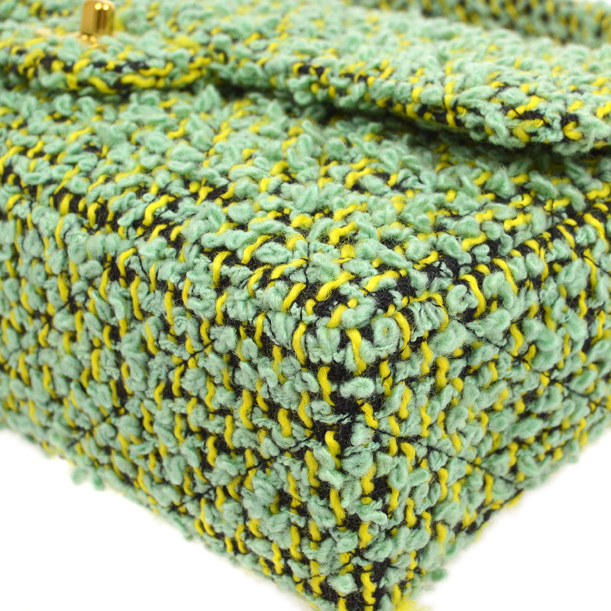 CHANEL * 1994 Classic Flap Handbag Medium Green Tweed