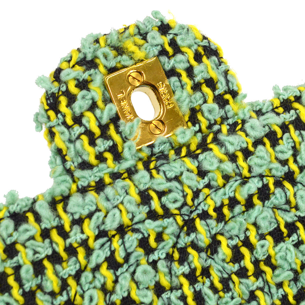 CHANEL * 1994 Classic Flap Handbag Medium Green Tweed