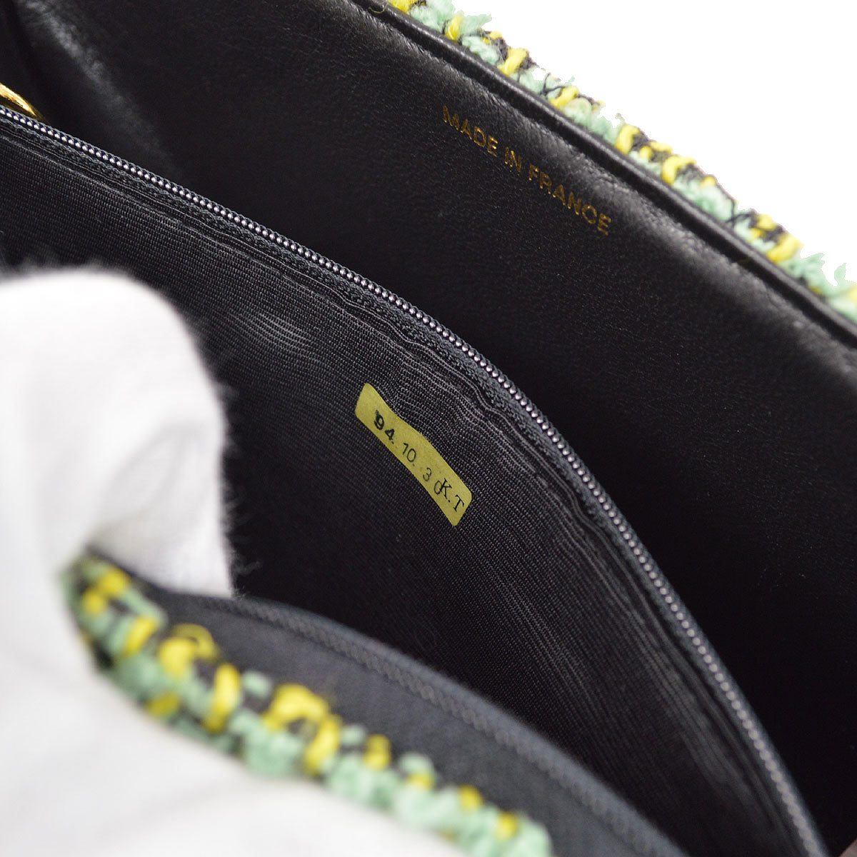 CHANEL * 1994 Classic Flap Handbag Medium Green Tweed