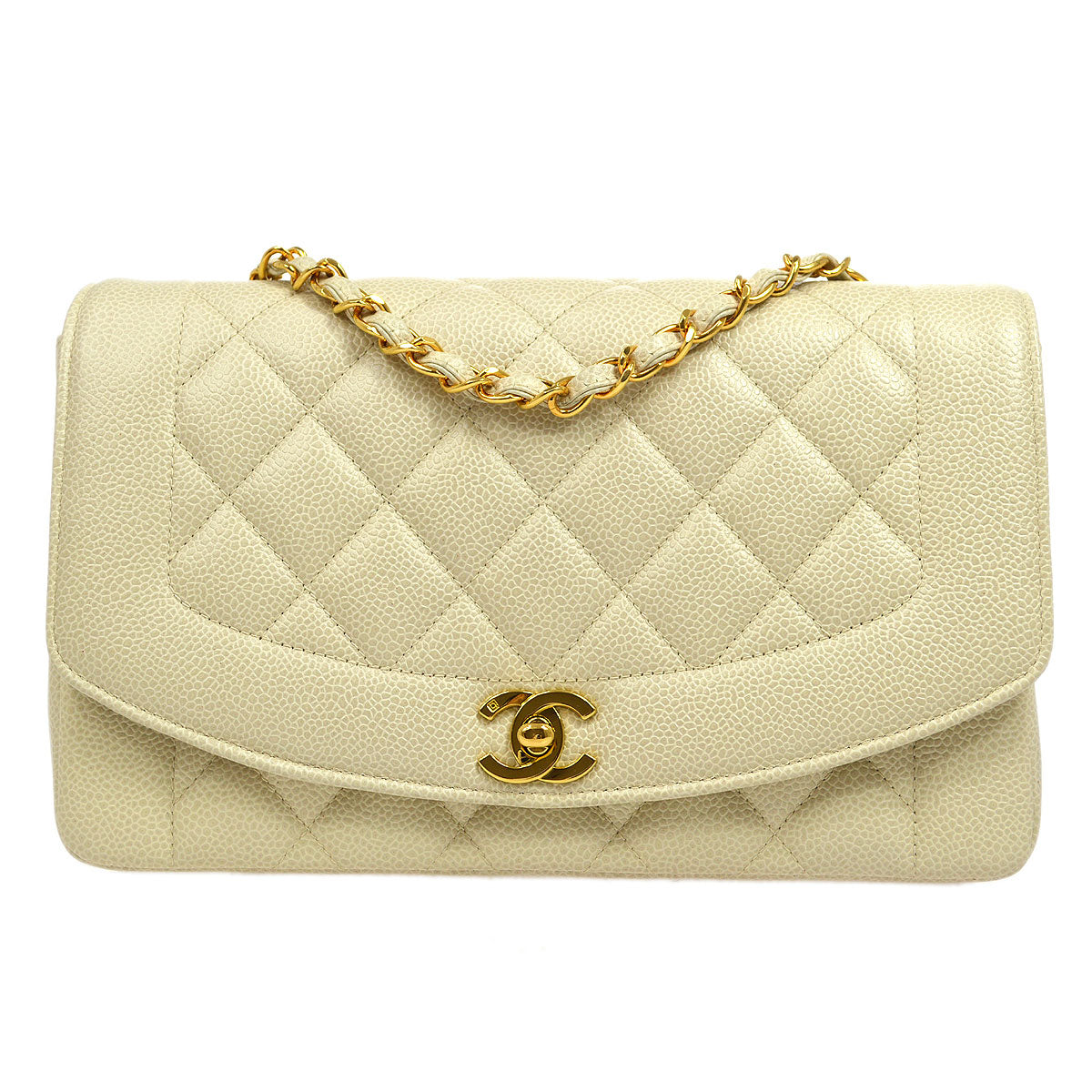 CHANEL * 1994-1996 Diana Flap Medium Ivory Caviar