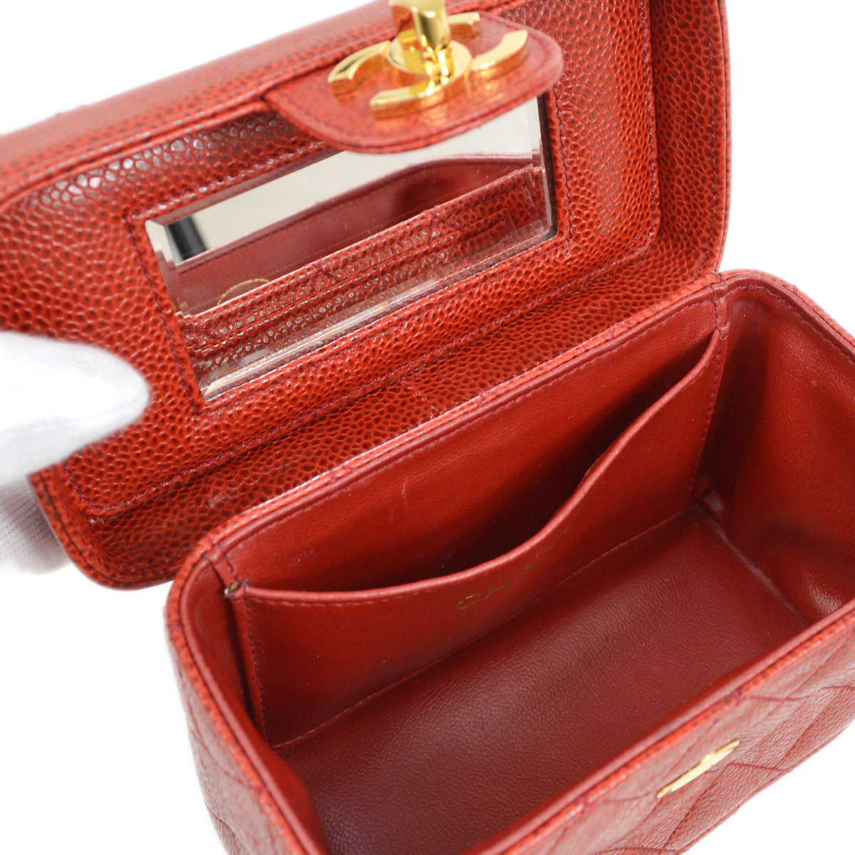 CHANEL * 1991-1994 Shoulder Bag Micro Red Caviar