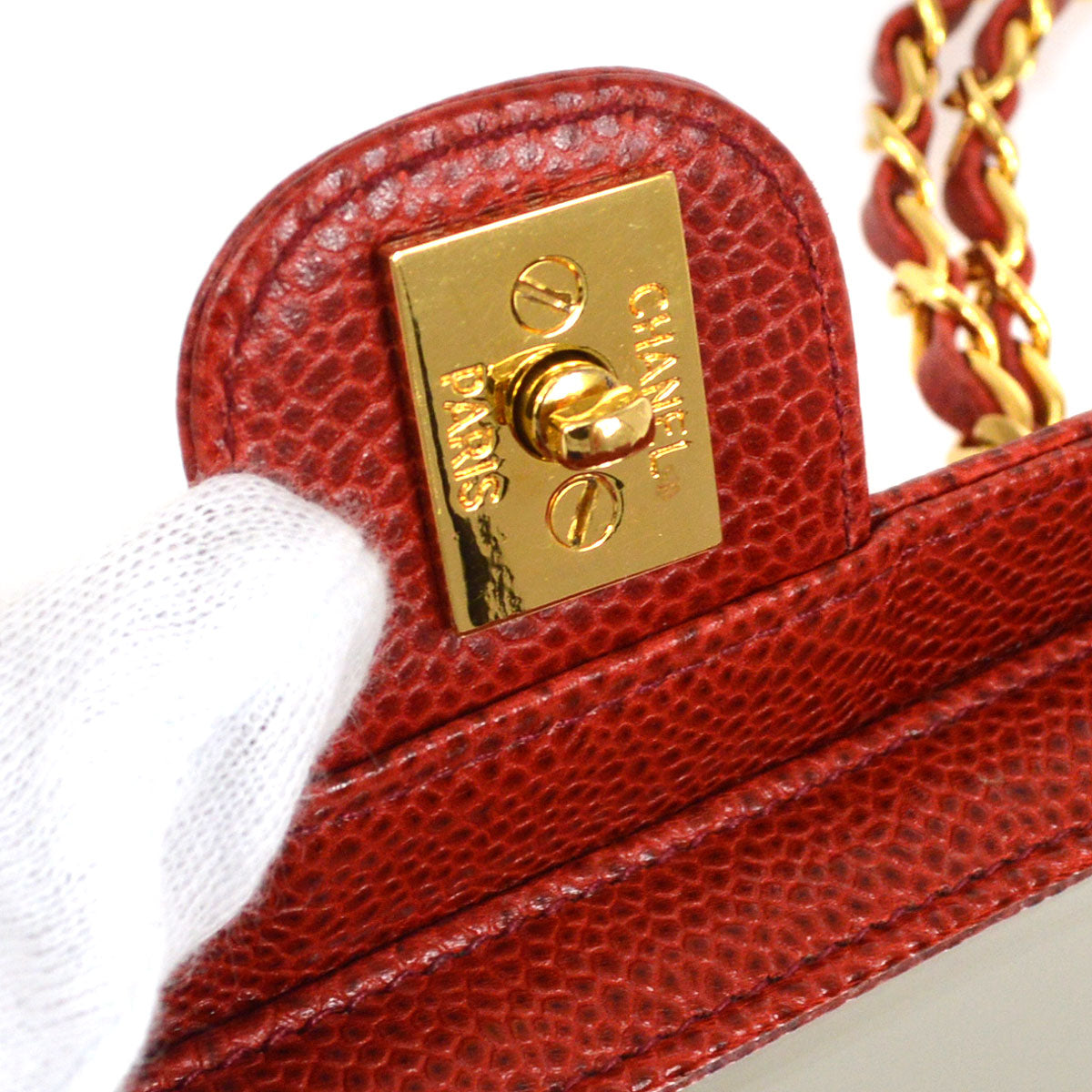 CHANEL * 1991-1994 Shoulder Bag Micro Red Caviar