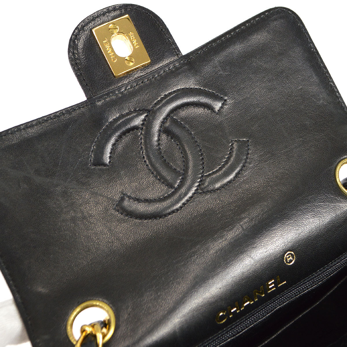 CHANEL * 1991-1994 Classic Square Flap Mini Black Lizard