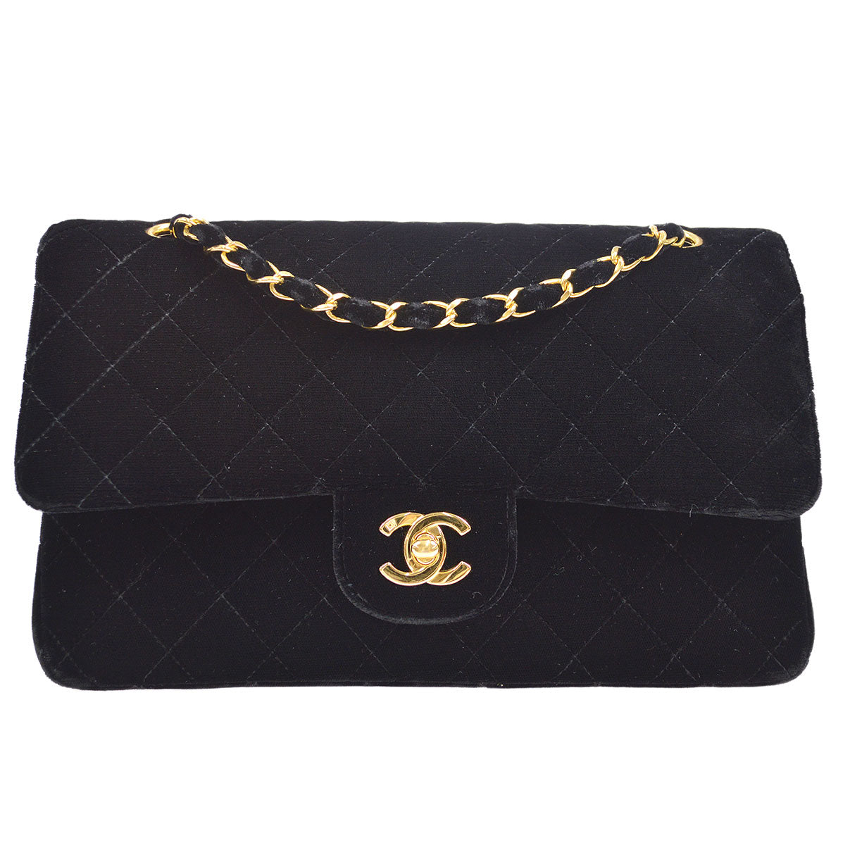CHANEL * 1994-1996 Classic Double Flap Medium Black Velvet