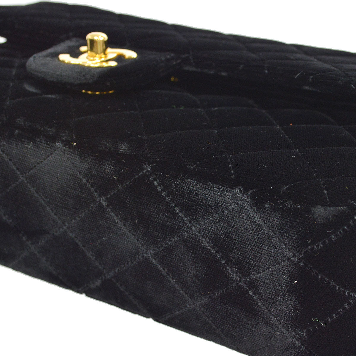 CHANEL * 1994-1996 Classic Double Flap Medium Black Velvet