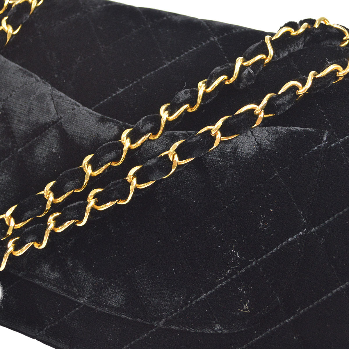 CHANEL * 1994-1996 Classic Double Flap Medium Black Velvet