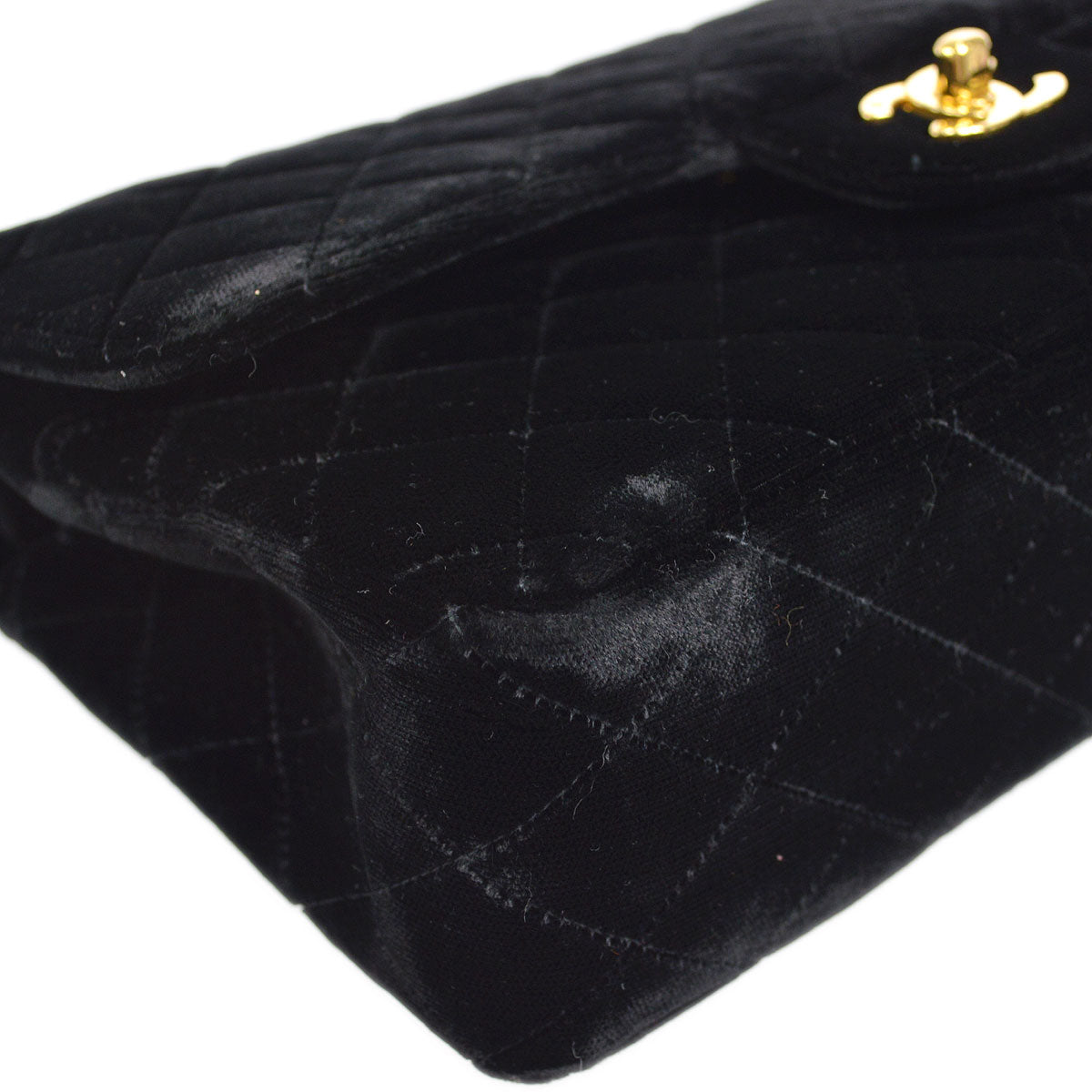 CHANEL * 1994-1996 Classic Double Flap Medium Black Velvet