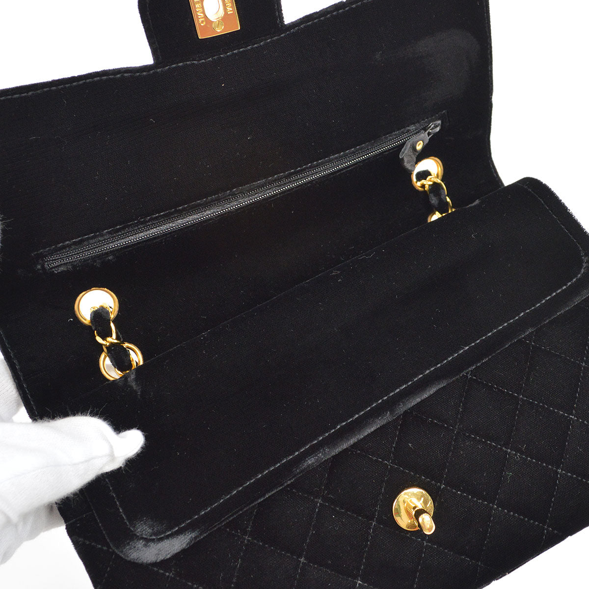 CHANEL * 1994-1996 Classic Double Flap Medium Black Velvet