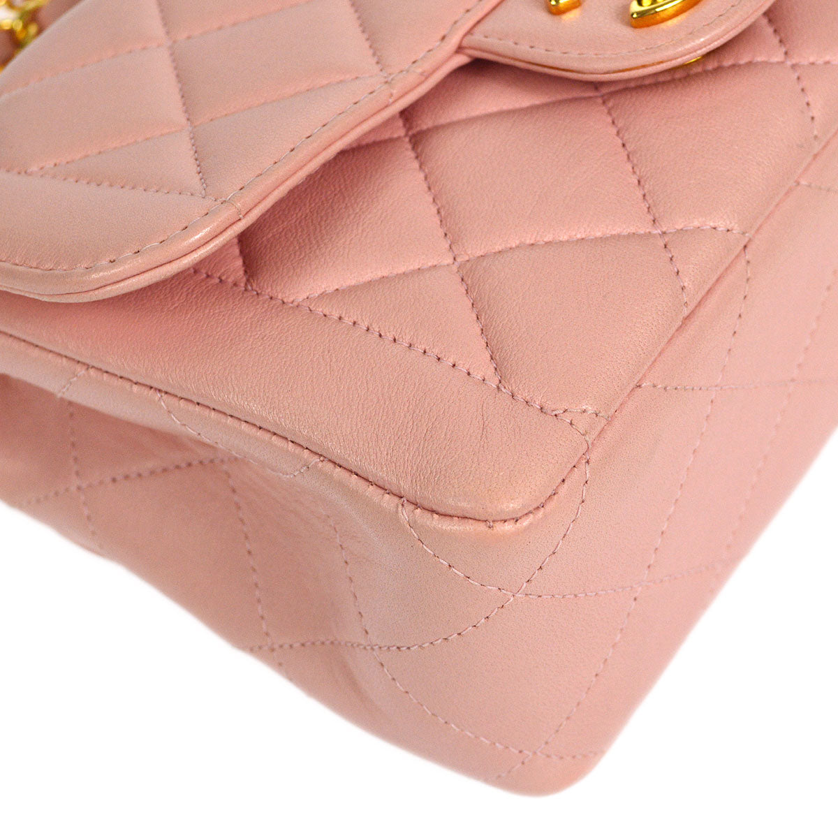 CHANEL * 1996-1997 Border Flap Handbag Mini Pink Lambskin