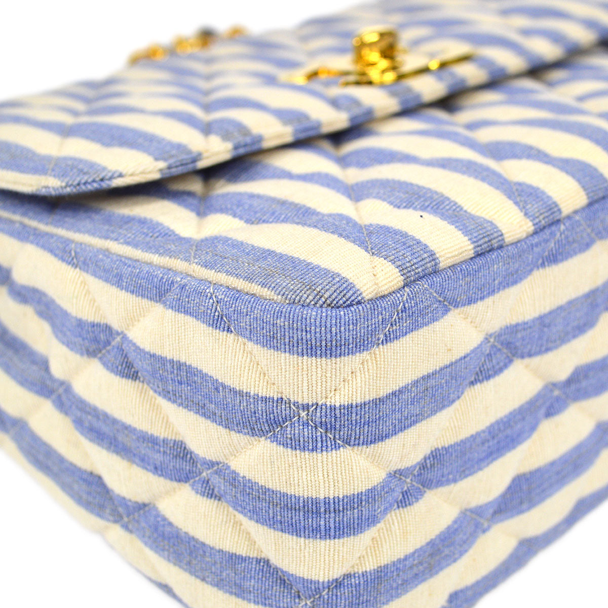 CHANEL * 1994-1996 Striped Straight Flap Medium Canvas