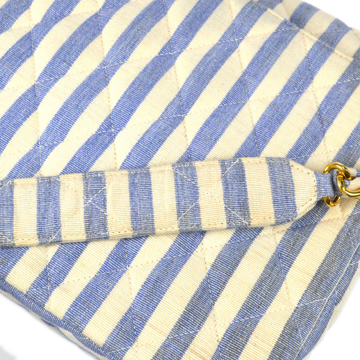 CHANEL * 1994-1996 Striped Straight Flap Medium Canvas