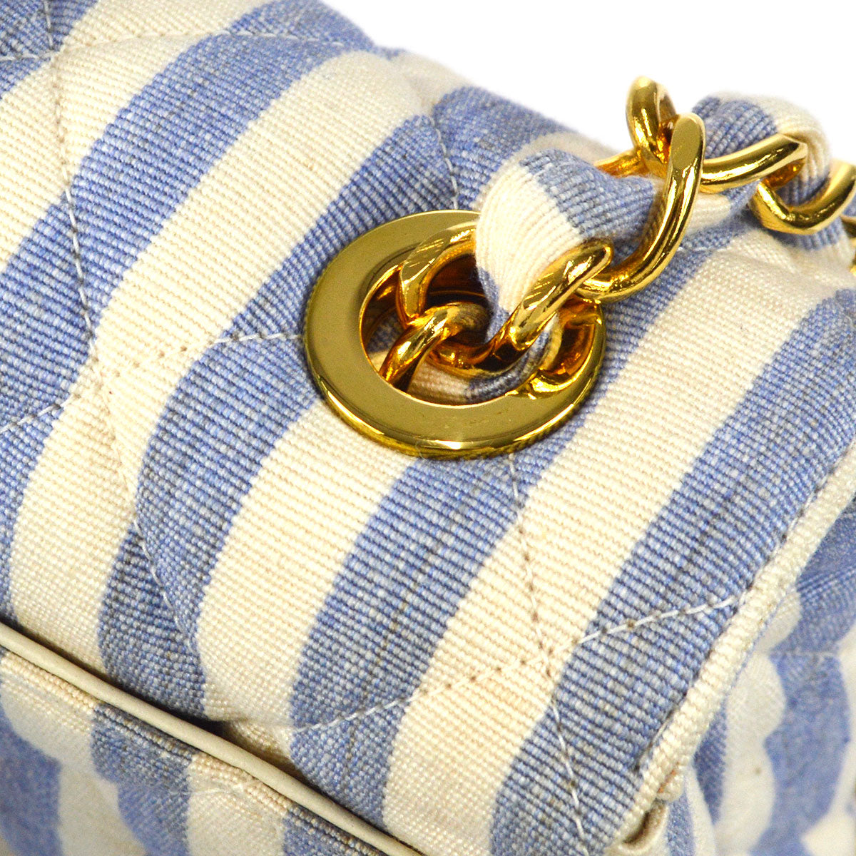 CHANEL * 1994-1996 Striped Straight Flap Medium Canvas