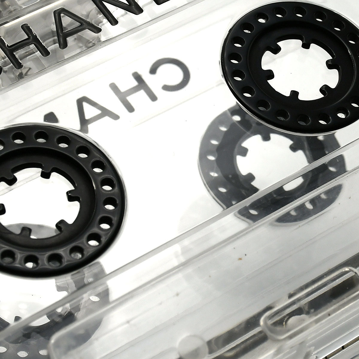 CHANEL * Cassette Tape Chain Clutch Party Bag Clear Plastic