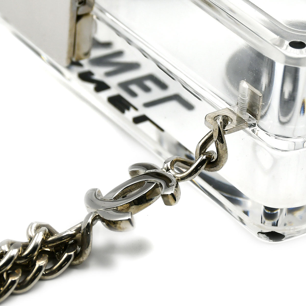 CHANEL * Cassette Tape Chain Clutch Party Bag Clear Plastic