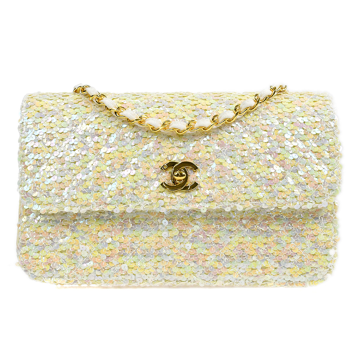 CHANEL * 1989-1991 Straight Flap Medium Sequin 67892