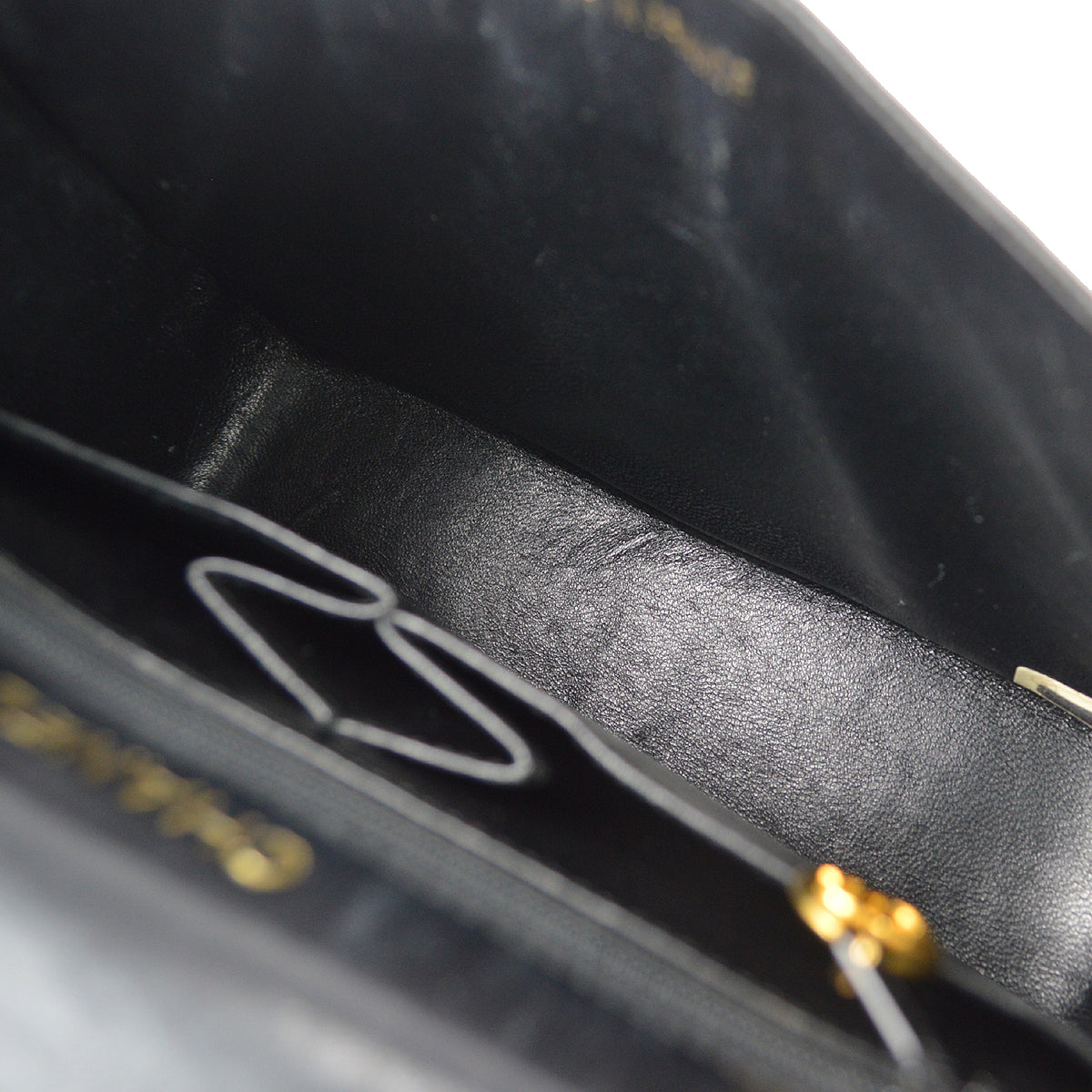 CHANEL * 1989-1991 Classic Square Flap 20 Black Lizard 87982